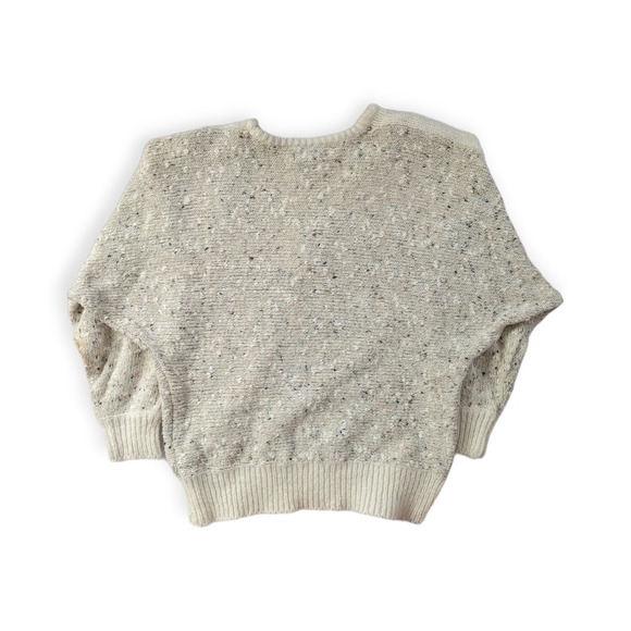 Vintage 80's Pastel Embroidered Floral Oversized Nubby Sweater - Picture 3 of 6